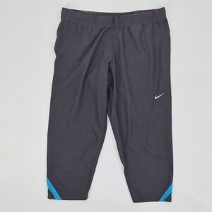 Nike Dri-Fit Y2K Gym Aesthetic Capri Leggings Gray Blue Sporty Yoga Size M